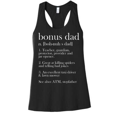 Funny Bonus Dad Definition Women's Racerback Tank