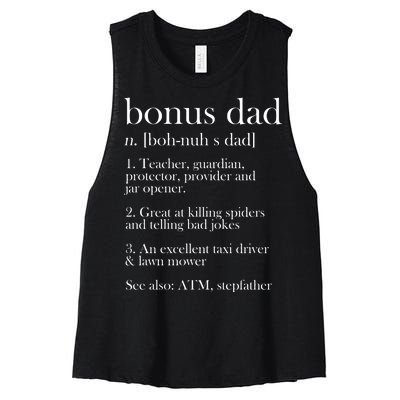 Funny Bonus Dad Definition Women's Racerback Cropped Tank