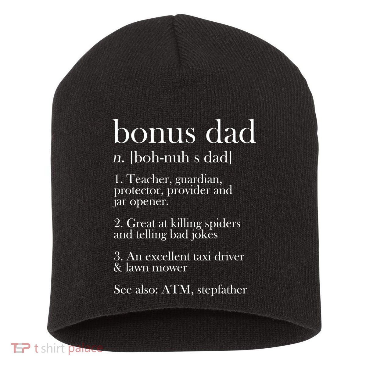 Funny Bonus Dad Definition Short Acrylic Beanie