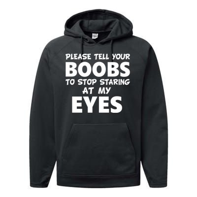 Funny Boob Meme Staring At My Eyes Performance Fleece Hoodie