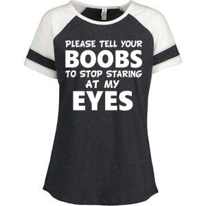 Funny Boob Meme Staring At My Eyes Enza Ladies Jersey Colorblock Tee