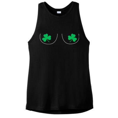 Funny Boob Novelty Shamrocks Ladies PosiCharge Tri-Blend Wicking Tank