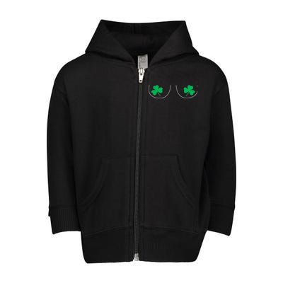 Funny Boob Novelty Shamrocks Toddler Zip Fleece Hoodie