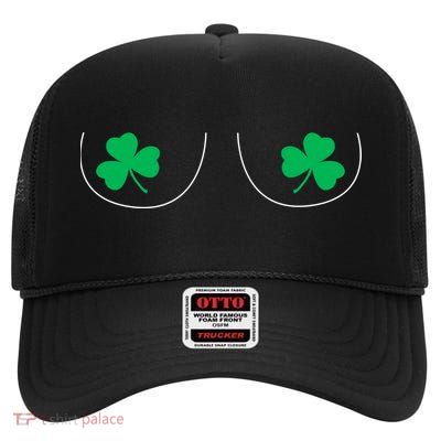 Funny Boob Novelty Shamrocks High Crown Mesh Back Trucker Hat