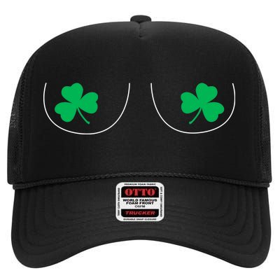 Funny Boob Novelty Shamrocks High Crown Mesh Back Trucker Hat