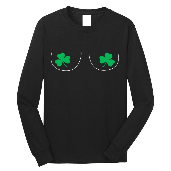 Funny Boob Novelty Shamrocks Long Sleeve Shirt