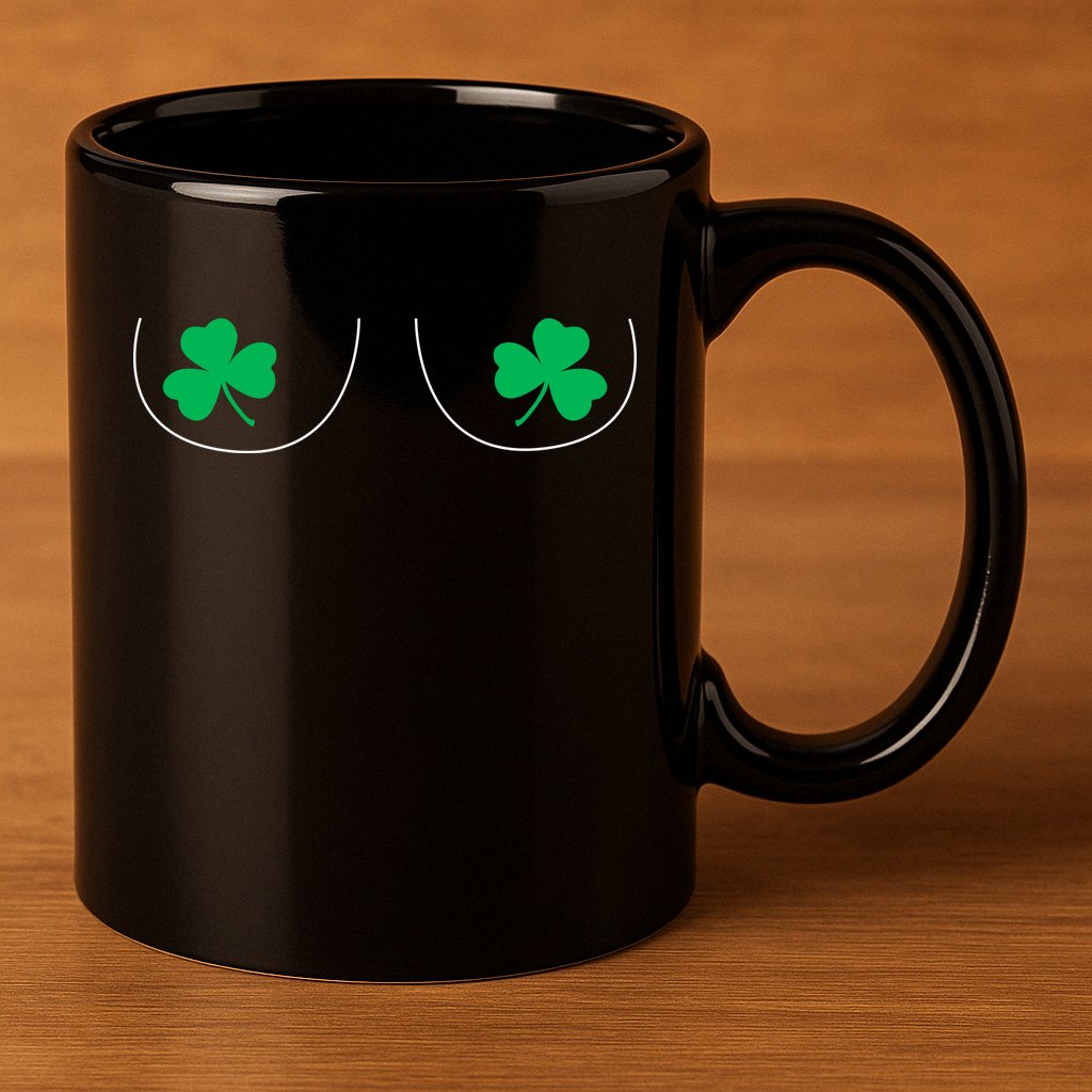 Funny Boob Novelty Shamrocks 11oz C Handle Ceramic Mug