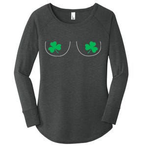 Funny Boob Novelty Shamrocks Women's Perfect Tri Tunic Long Sleeve Shirt