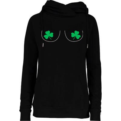 Funny Boob Novelty Shamrocks Womens Funnel Neck Pullover Hood