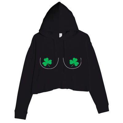 Funny Boob Novelty Shamrocks Crop Fleece Hoodie