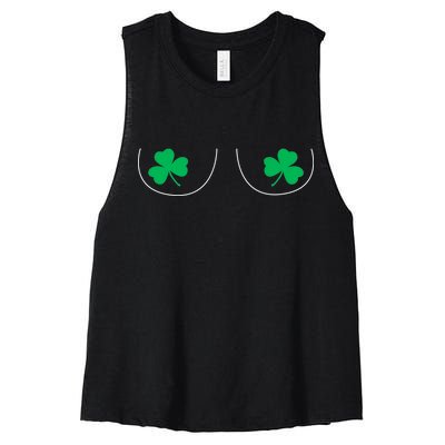 Funny Boob Novelty Shamrocks Women's Racerback Cropped Tank