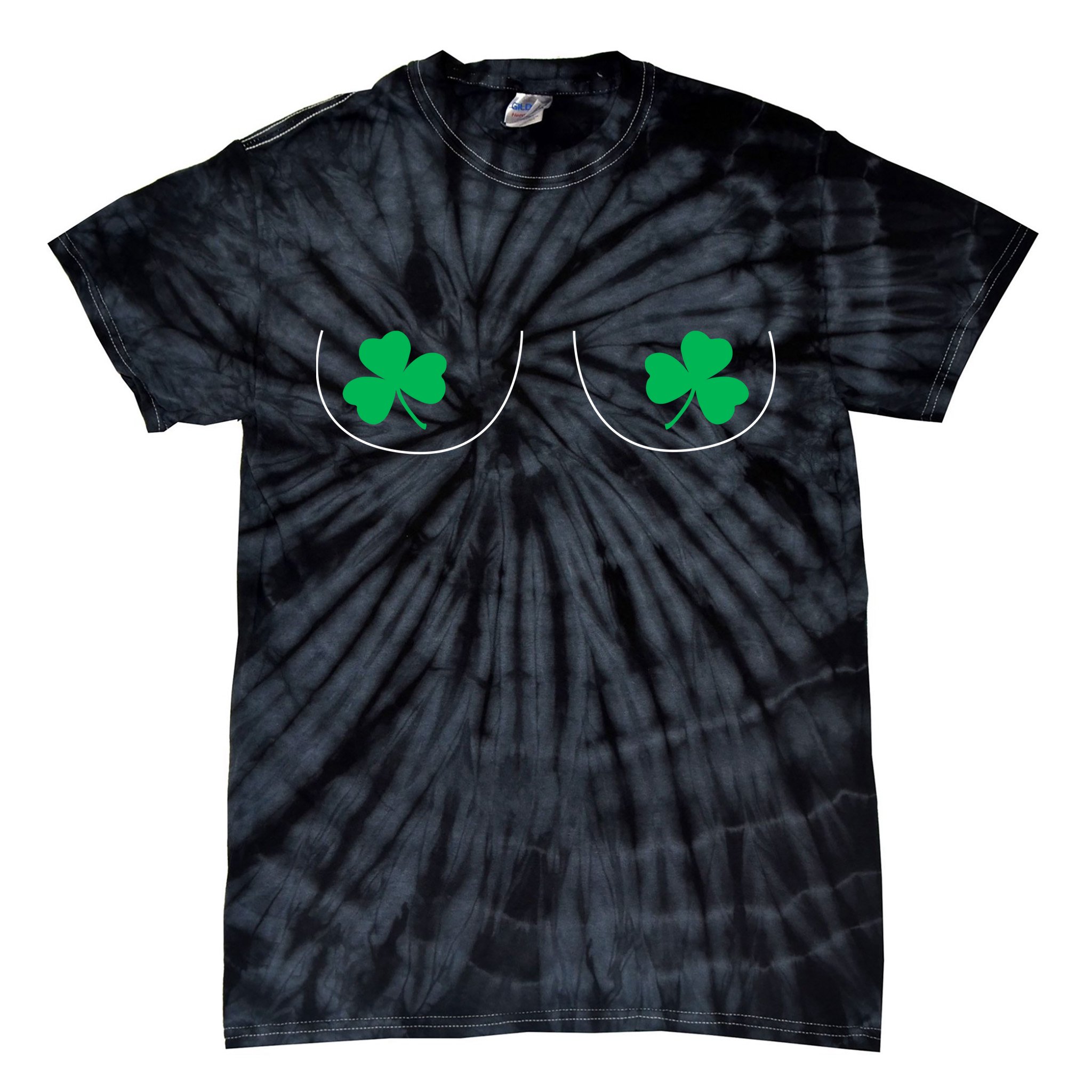 Funny Boob Novelty Shamrocks Tie-Dye T-Shirt