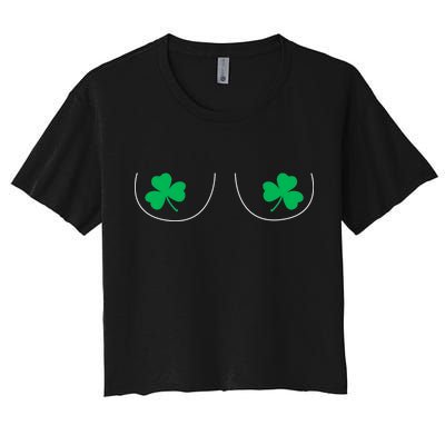 Funny Boob Novelty Shamrocks Women's Crop Top Tee