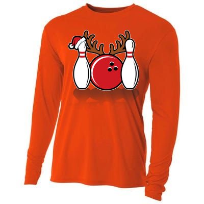 Funny Bowling Christmas Cooling Performance Long Sleeve Crew