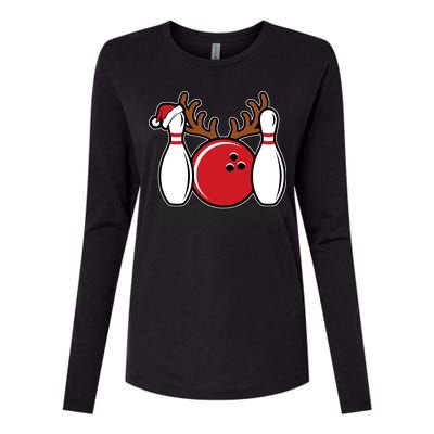 Funny Bowling Christmas Womens Cotton Relaxed Long Sleeve T-Shirt