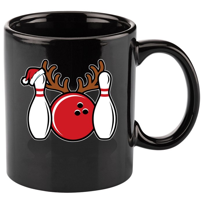 Funny Bowling Christmas 11oz C Handle Ceramic Mug