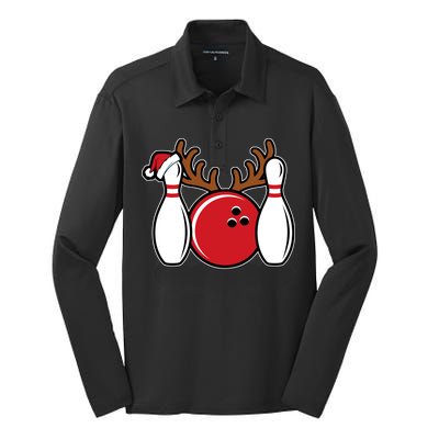 Funny Bowling Christmas Silk Touch Performance Long Sleeve Polo