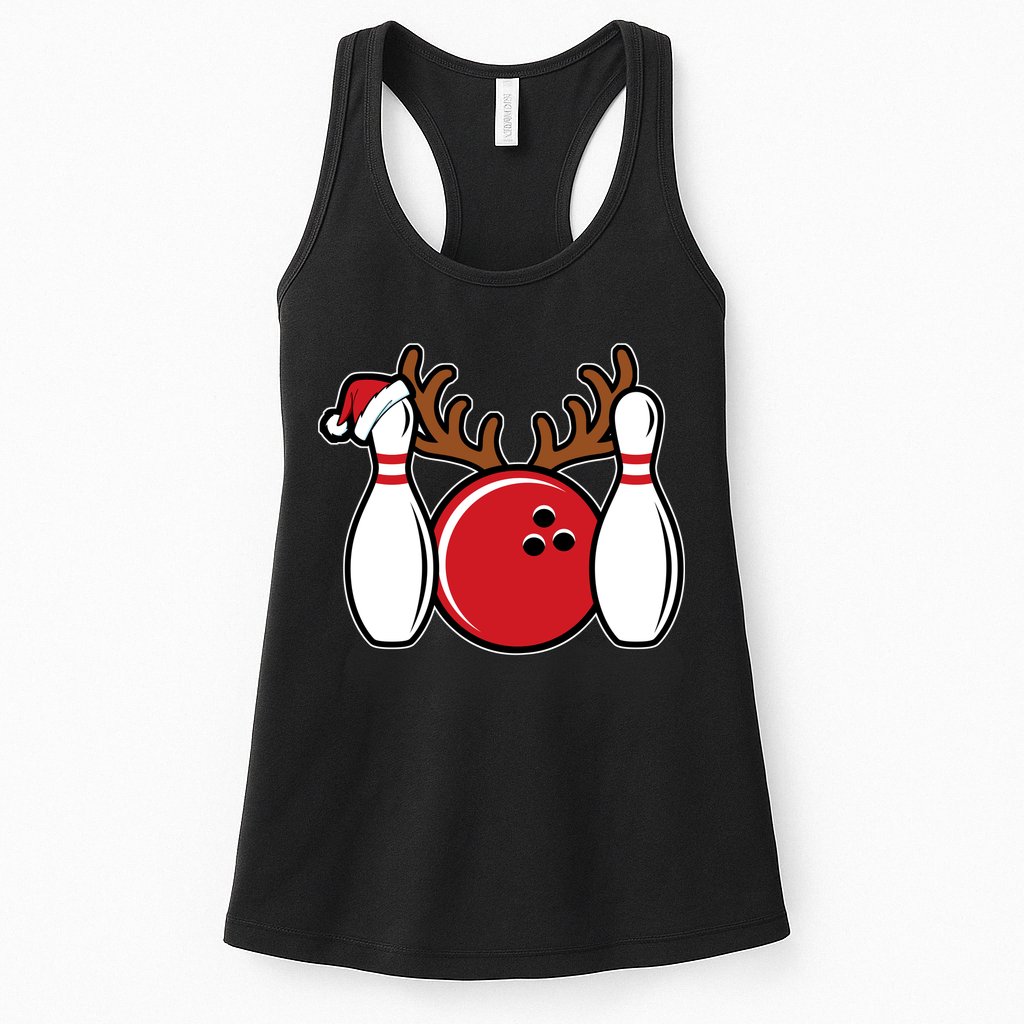 Funny Bowling Christmas Womens Tank Top