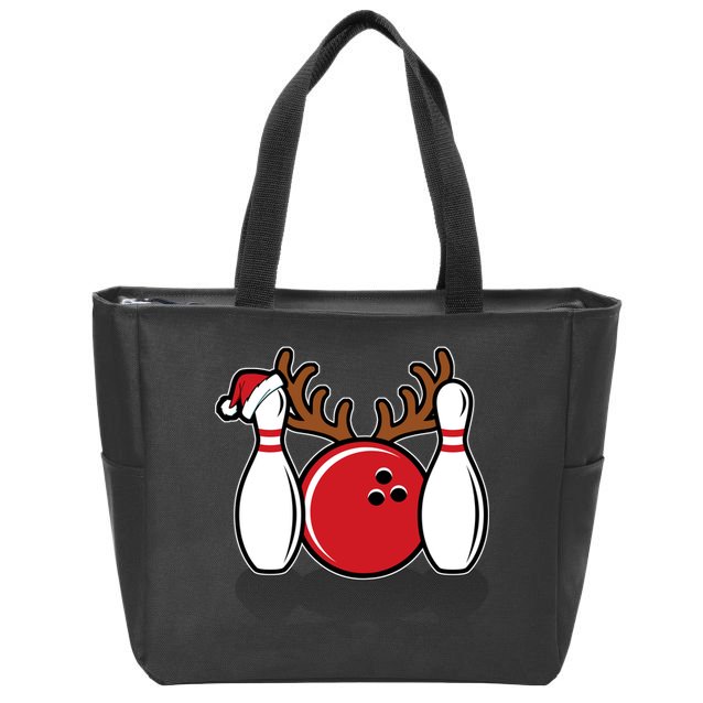 Funny Bowling Christmas Zip Tote Bag