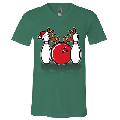 Funny Bowling Christmas V-Neck T-Shirt
