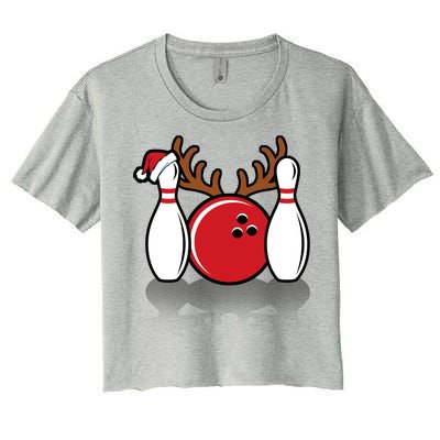 Funny Bowling Christmas Women's Crop Top Tee