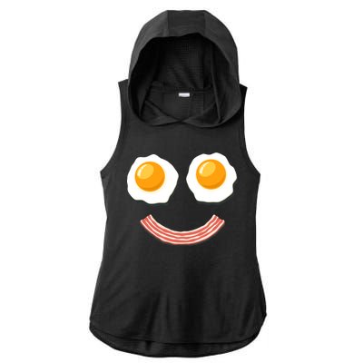 Funny Breakfast Bacon and Eggs Ladies PosiCharge Tri-Blend Wicking Draft Hoodie Tank