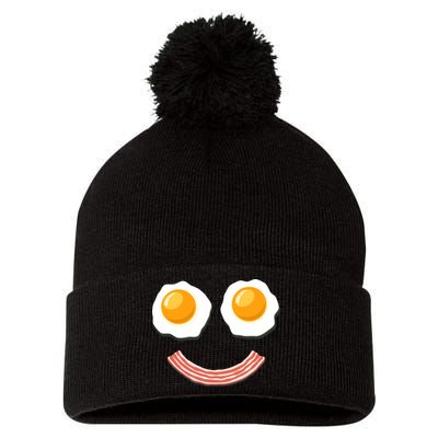Funny Breakfast Bacon and Eggs Pom Pom 12in Knit Beanie