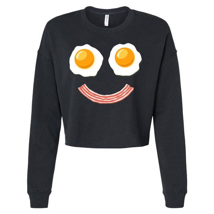 Funny Breakfast Bacon and Eggs Cropped Pullover Crew