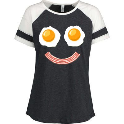 Funny Breakfast Bacon and Eggs Enza Ladies Jersey Colorblock Tee