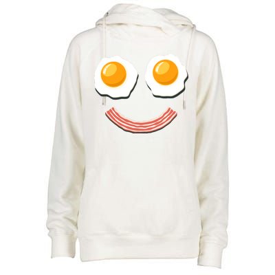 Funny Breakfast Bacon and Eggs Womens Funnel Neck Pullover Hood