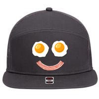 Funny Breakfast Bacon and Eggs 7 Panel Mesh Trucker Snapback Hat
