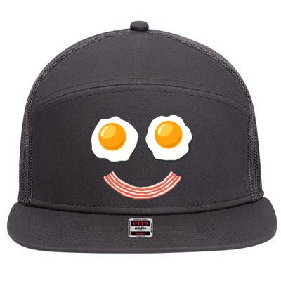 Funny Breakfast Bacon and Eggs 7 Panel Mesh Trucker Snapback Hat