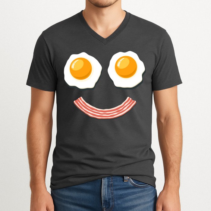 Funny Breakfast Bacon and Eggs V-Neck T-Shirt