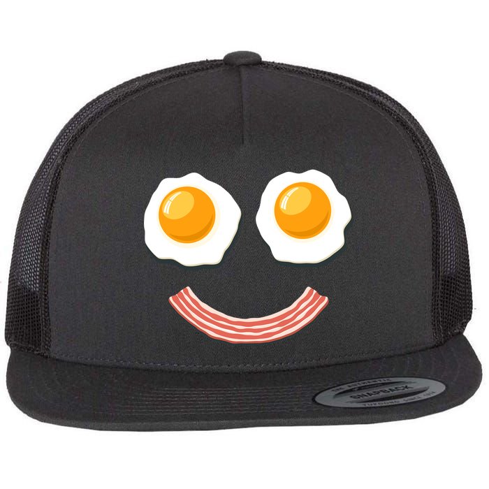 Funny Breakfast Bacon and Eggs Flat Bill Trucker Hat