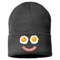 Funny Breakfast Bacon and Eggs Sustainable Knit Beanie