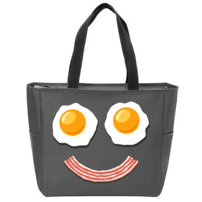 Funny Breakfast Bacon and Eggs Zip Tote Bag
