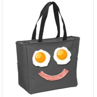 Funny Breakfast Bacon and Eggs Zip Tote Bag