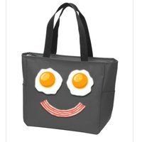 Funny Breakfast Bacon and Eggs Zip Tote Bag