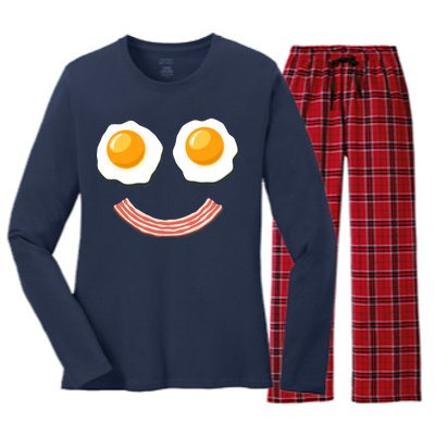 Funny Breakfast Bacon and Eggs Women's Long Sleeve Flannel Pajama Set 