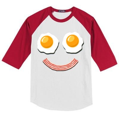 Funny Breakfast Bacon and Eggs Kids Colorblock Raglan Jersey