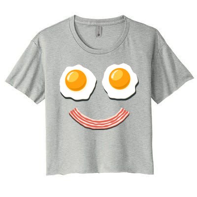 Funny Breakfast Bacon and Eggs Women's Crop Top Tee