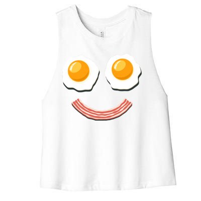 Funny Breakfast Bacon and Eggs Women's Racerback Cropped Tank