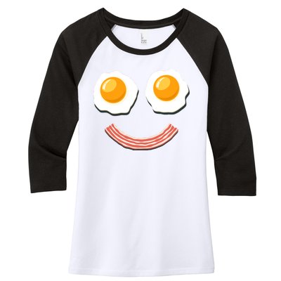 Funny Breakfast Bacon and Eggs Women's Tri-Blend 3/4-Sleeve Raglan Shirt