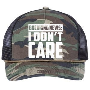 Funny Breaking News I Don't Care Retro Rope Trucker Hat Cap