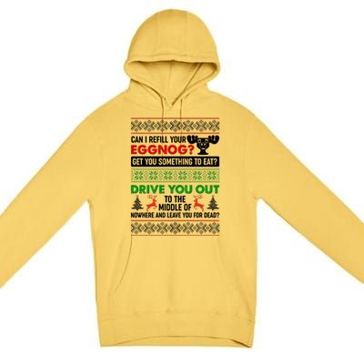 Funny Can I Refill Your Eggnog? Ugly Christmas Sweater Premium Pullover Hoodie