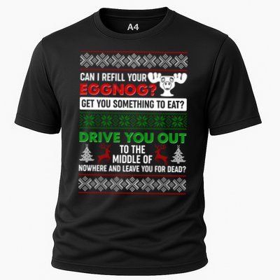 Funny Can I Refill Your Eggnog? Ugly Christmas Sweater Performance Shirt