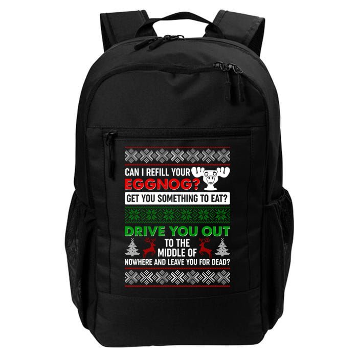 Funny Can I Refill Your Eggnog? Ugly Christmas Sweater Backpack