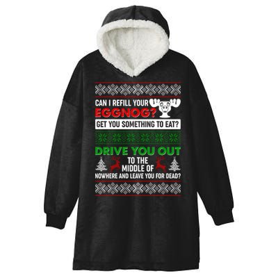 Funny Can I Refill Your Eggnog? Ugly Christmas Sweater Hooded Wearable Blanket