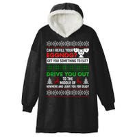 Funny Can I Refill Your Eggnog? Ugly Christmas Sweater Hooded Wearable Blanket