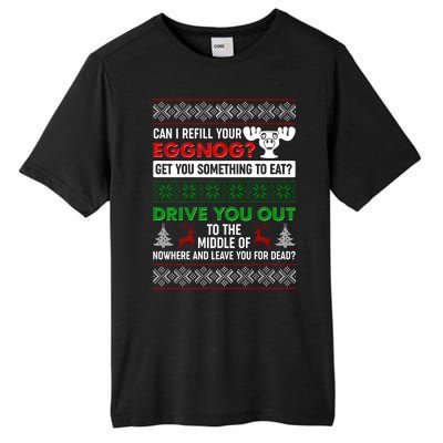 Funny Can I Refill Your Eggnog? Ugly Christmas Sweater Tall Fusion ChromaSoft Performance T-Shirt